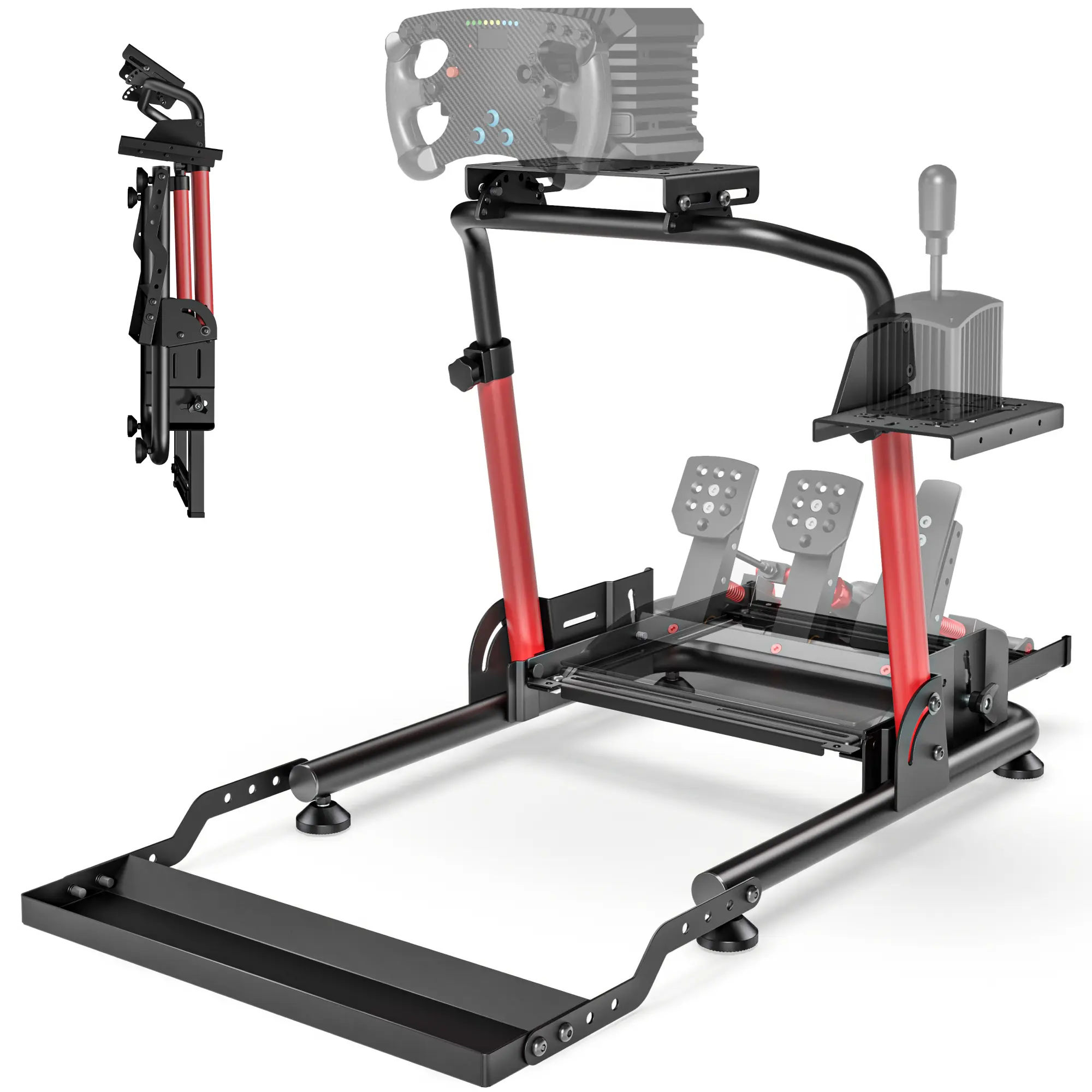 ARES WING Foldable Heavy Duty Carbon Steel Sim Racing Cockpit & Collapsible Wheel Stand - Universal Console Controller Accessories for Fanatec, Thrustmaster, Logitech, Moza; Compatible with PS5, PS4, Xbox, PC (Wheel, Pedals & Shifter Not Included)
