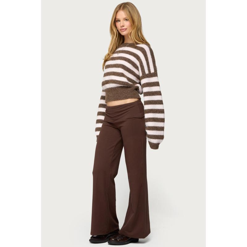 Petite Wide Leg Fold Over Pants