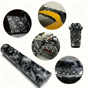Creative Skull Pattern Car Wrap Film, Vinyl Wrap Ghost Fun Film, Racing Film, Car Bike Motorcycle Self Adhesive Decals Stickers