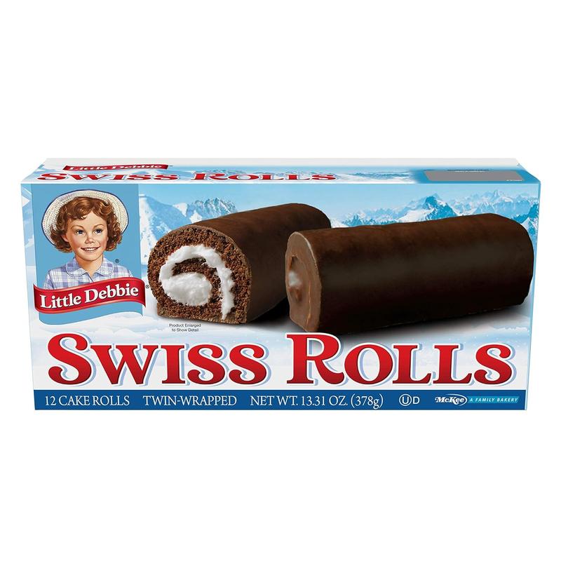 Little Debbie Swiss Rolls Cake 13 Ounce Twin Wrapped Chocolate Cake with Sweet Creme and Fudge Coating 12 Cake Rolls