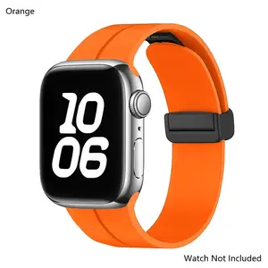 Silicone Magnetic Folding Clasp Band for Apple Watch S11-S5 / Ultra 3/2/1 – Easy to Put On & Take Off, Durable & Comfortable, Breathable, Waterproof, Anti-Sweat Sport Band for iWatch 42/44/45/46/49mm.  【Watch Not Included】