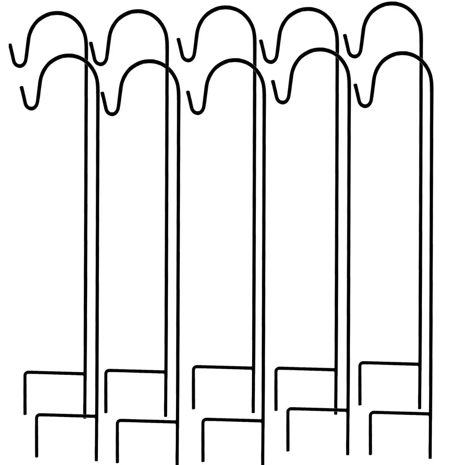 Ashman Black Shepherd Hook 48 Inch (1000 Count), 10MM Thick, Super Strong, Rust Resistant Steel Hook