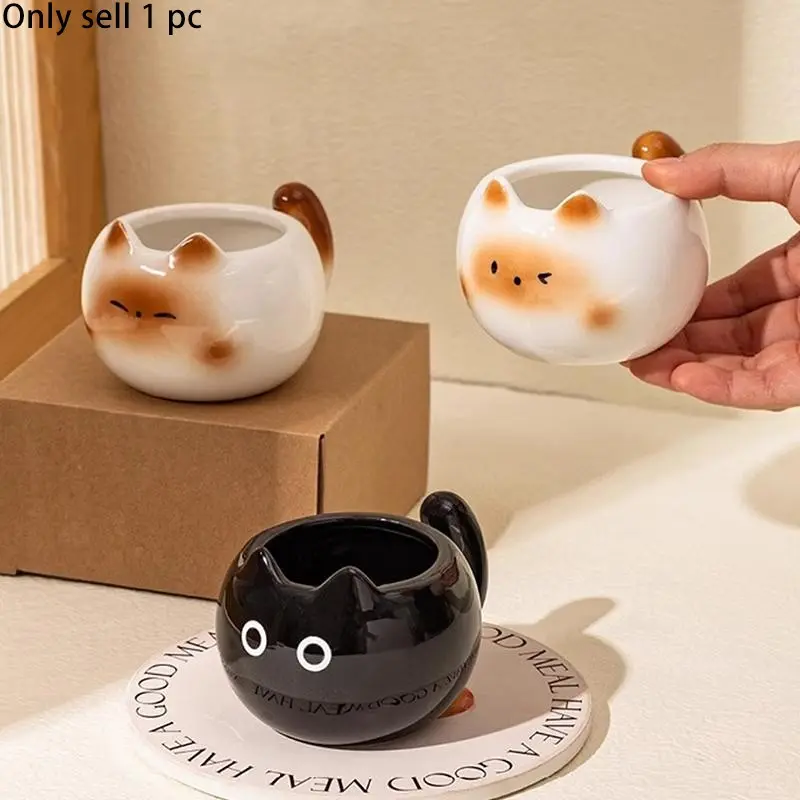 Cute Siamese Cat Coffee Cup, Creative Adorable Kitty Mug, High-Quality Elegant Cup, Ceramic Beverage Cup, Stylish Drinkware, Perfect for Cafes, Office, Living Room, Bedroom, Tea Time Gift, Coffee Cups Gift, Cute Mugs