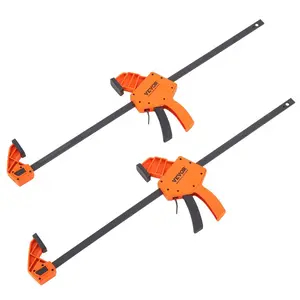 summervibes VEVOR Bar Clamps for Woodworking, 2-Pack 24 One-Handed Clamp/Spreader, Quick-Change F Clamp with 300 lbs Load Limit, High-strength Plastic and Carbon Steel, Wood Clamps for Woodworking Metal Working, Heavy Duty, Beam Clamp