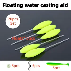 20pcs Fishing gear set yellow Bombarda casting Floats. Fishing Casting Aids/Lure Launcher - Help throw bait into farther waters. Floating Float, Suitable For lure fishing and sea fishing, targeting bass. Fishing Tackle, 6g-30g bobbers