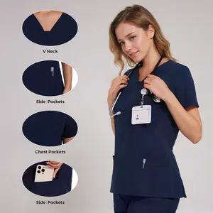 Women Scrubs Set - V-Neck Top with 3 Pockets for Ultimate Comfort and Functionality