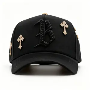 2026 popular black letter rhinestone fashion hip-hop trendy adjustable baseball cap