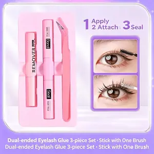 JLX 2-in-1 Feather Eyelash Glue Black/White, Waterproof, Long-Lasting Strong Adhesive Eyelash Glue,  Lash Extension Glue for Cluster Feather Lashes, Dual-Effect Eyelash Adhesive and Sealant for Personal Use