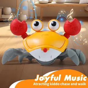 Crawling Crab Baby Toy - Infant Tummy Time Learning and Music Development for Toddlers and Pet Entertainment