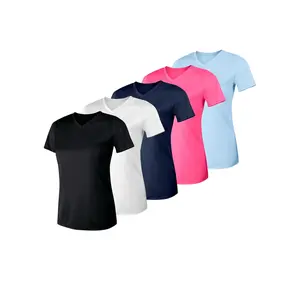 Sport Cool Dri Women's Performance V-neck T-shirt 5-pack Multi Pack Comfortable Fit Soft Stretch Fabric Breathable