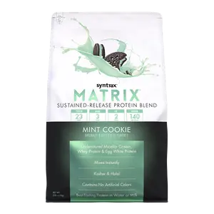 Syntrax Nutrition Matrix, Sustained-Release Protein Blend, Mint Cookie 5 lbs  Undenatured Micellar Casein & Whey Blend for Easy Mixing