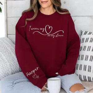 [custom in description] Custom Mama Sweatshirt With Kid Name On Sleeve, Personalized Mom Sweatshirt, Minimalist Momma Hoodie, Gift For Her, Christmas Gift For Mom