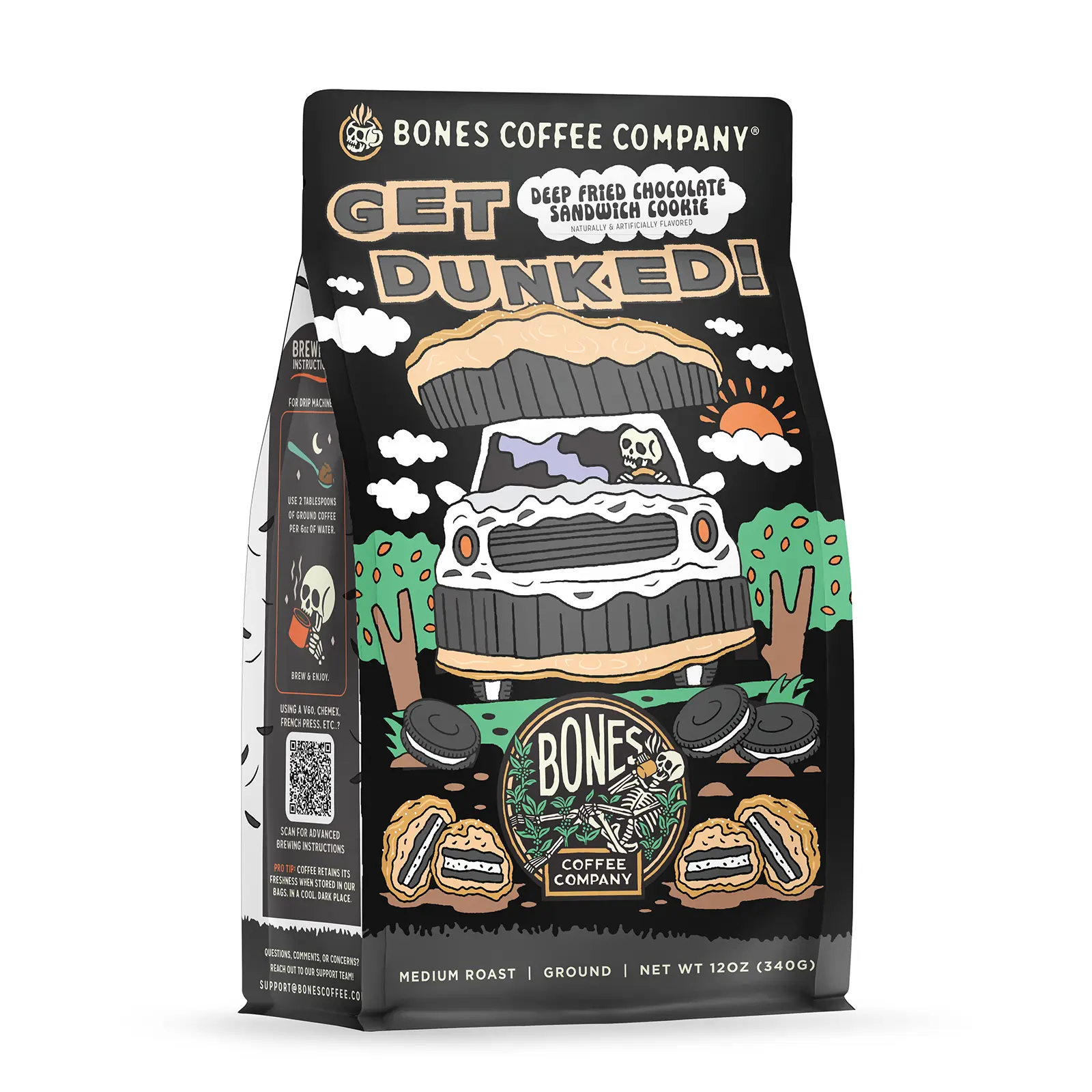 Bones Coffee Company Get Dunked! 12oz Deep Fried Chocolate Cookie & Vanilla Cream Coffee Blend