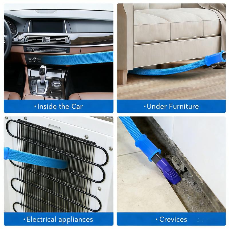 Dryer Vent Cleaner kit Dryer Lint Vacuum Attachment with Stretch Universal Connector, Dryer Vent Cleaning Tool Vacuum Hose Lint Remover, Blue
