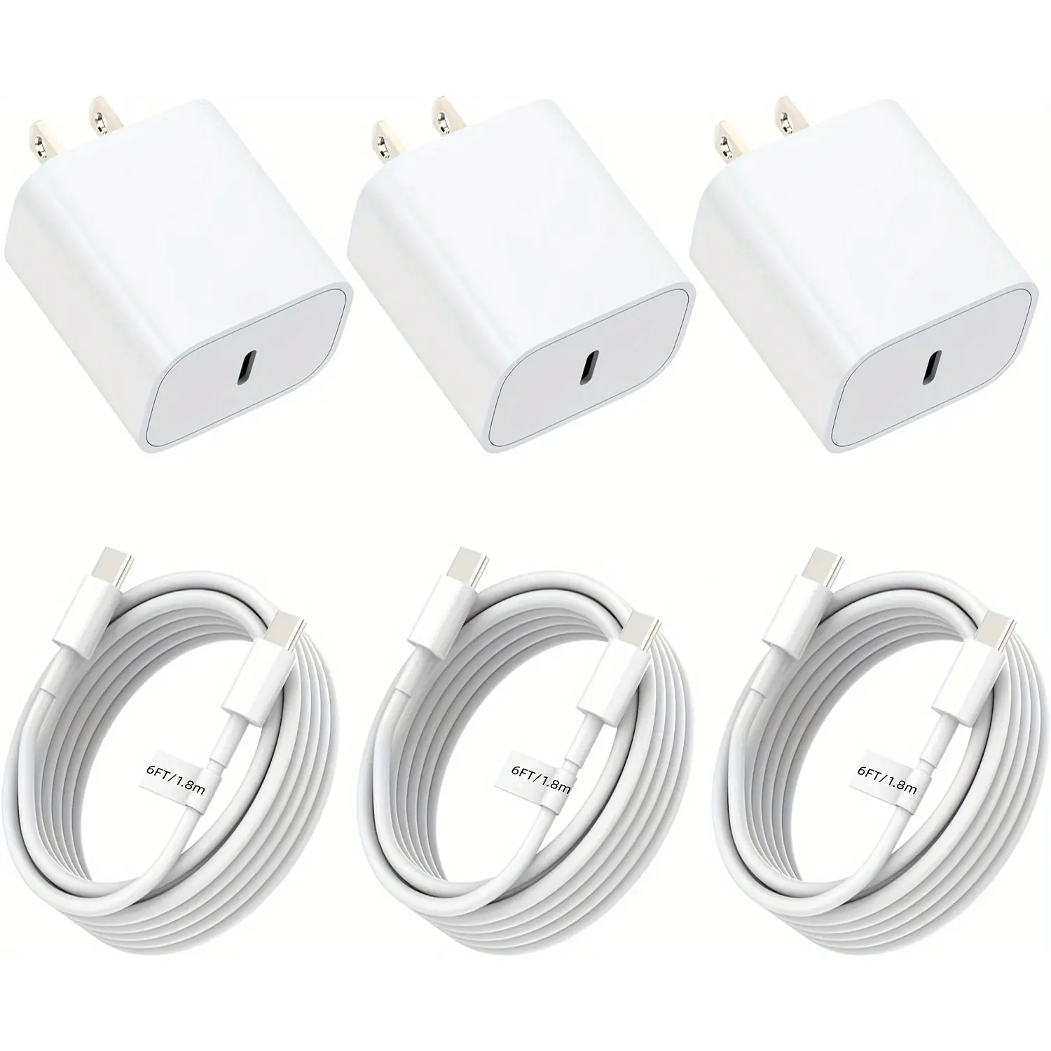 For iPhone 17 Charger Fast Charging,3-Pack USB C Fast Wall Charger With 6Ft USB C Cable for iPhone 17/16 15/15 Pro/15 Pro Max/iPad Pro
