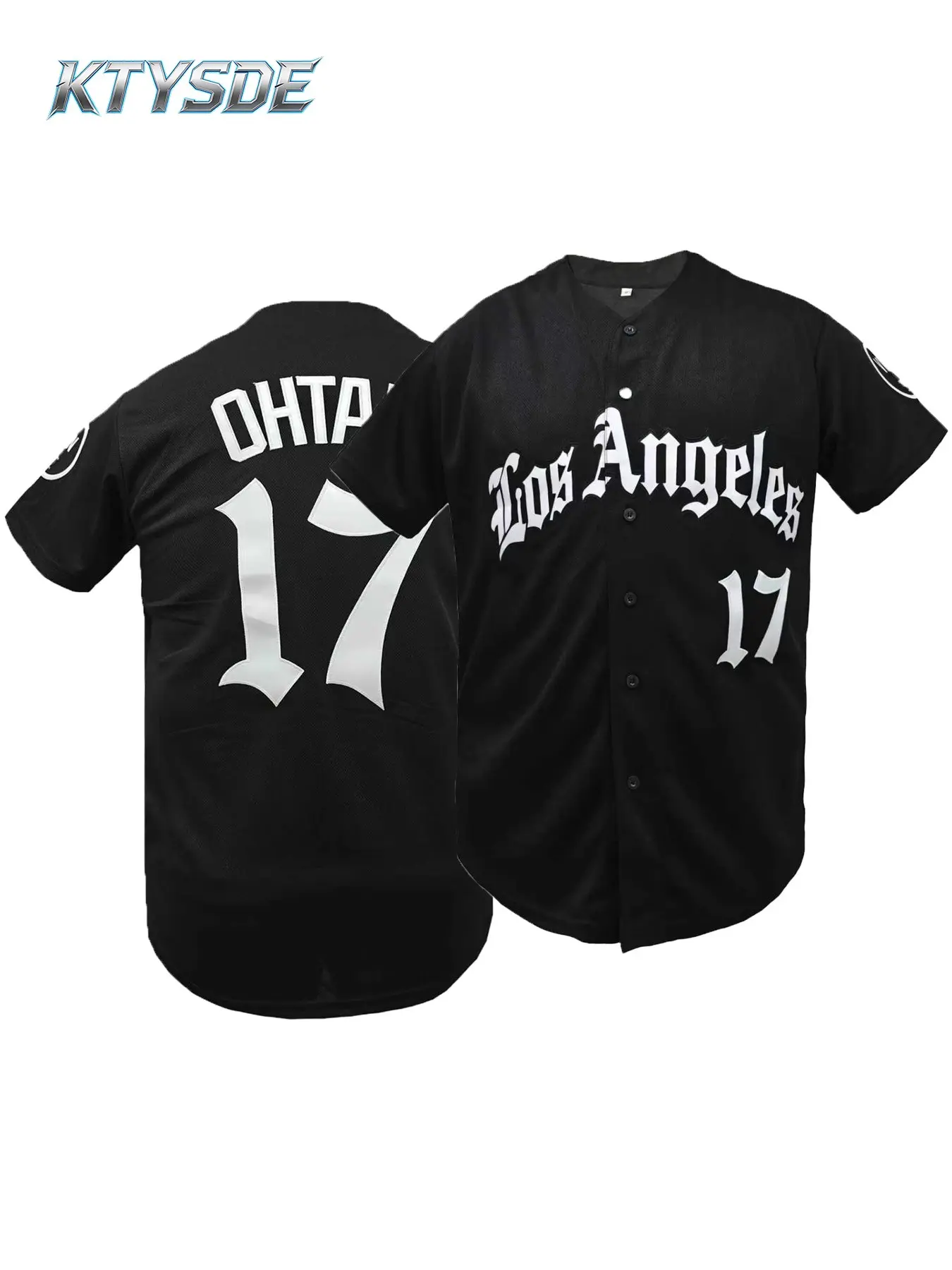 Los Angeles #17 Black Baseball Jersey | Crew Neck Casual Loose Fit Shirt | Fashion Embroidery Tee | Breathable All-Season Sports Style Jersey, Embroidered Jerseys, Athletic Streetwear | Unisex Fan Sportswear | | Stylish Jersey Sportswear Clothing