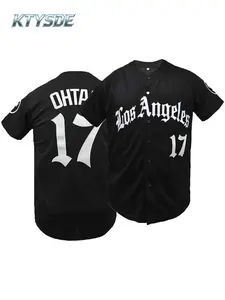 Los Angeles #17 Black Baseball Jersey | Crew Neck Casual Loose Fit Shirt | Fashion Embroidery Tee | Breathable All-Season Athletic Streetwear | Unisex Fan Sportswear | Stylish Jersey