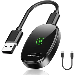 Faster Wireless Carplay Adapter - Seamless Car Play Adapter Compatible with Apple iPhone 10+ Android 11+, Easy Use 2 in 1 Dongle Connection for Android Auto Converting Wired to Wireless (Black)