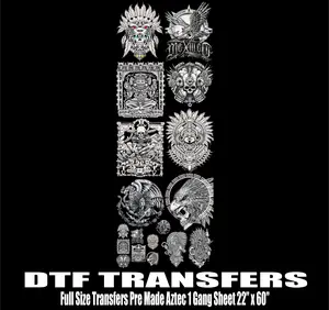 Aztec 1 Black Knocked Out Premade Gangsheet | DTF Heat Transfers |
