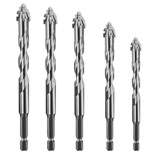 Four blade serrated dry drilling eccentric drill for household ceramic, glass, concrete, wet and dry dual-use tungsten steel drilling bit