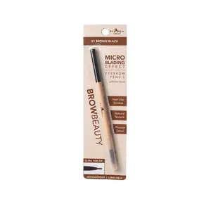 Italia Deluxe BrowBeauty Microblading Effect Eyebrow Pencil Ultra-Slim for Outlining Filling Gaps & Adding Detail Natural Looking Finish with Soft-Powder Formula