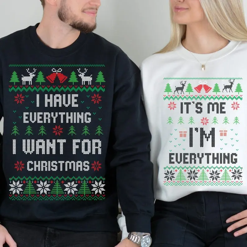 Mr And Mrs Couple Matching Sweatshirt Christmas Sweaters Him And Her Ugly Xmas Sweatshirts Funny Christmas Couple Crewneck I Have Everything