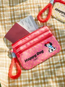 Cute Travel Organizer Bag with Zipper, Multi-Layer Portable File Folder, Ideal for Passport, ID, Tickets, Cards, Cartoon Design, Travel Accessories