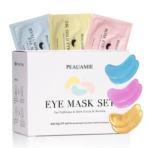 Eye Patches Gold and Hyaluronic Acid for puffy eyes,Rose Eye Masks for Dark Circles and Puffiness skin care Smooth Wrinkles products 30 Pairs