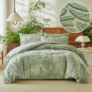 Tufted Leaf Pattern Duvet Cover Set - 2/3 counts Set, Breathable and Comfortable Bedding Set, No Filling, Includes Matching Pillowcases, Zipper Closure, Farmhouse Style Bedroom Decor, Suitable for All Seasons, Holiday or Birthday Gift.