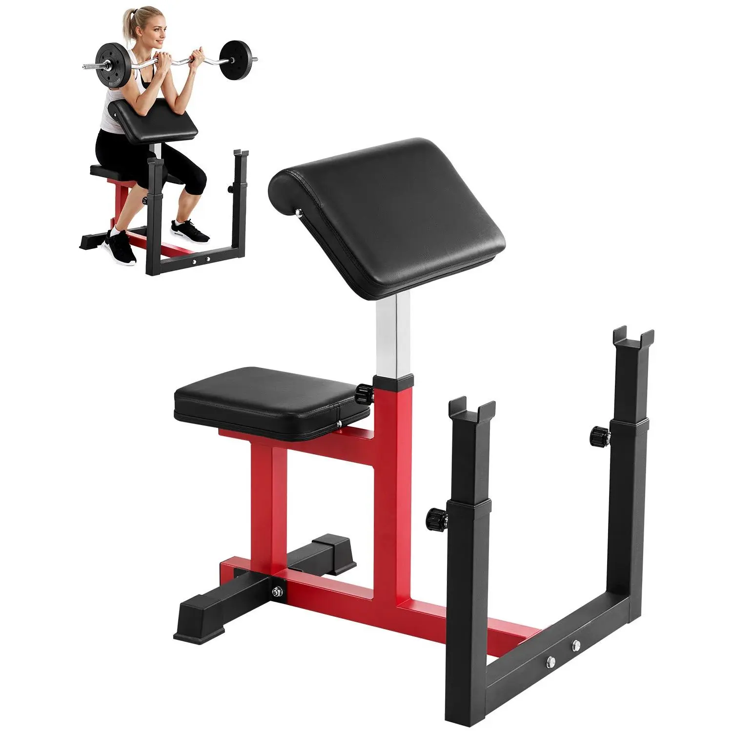 【FathersDayGift】VEVOR Weight Bench with Leg Extension, Strength Training Benches, Max load 440 LBS Home Gym Bench Fitness Equipment, Seated Arm Isolated Barbell Dumbbell Bicep Station, Workout Bench for Home GymSummervibes