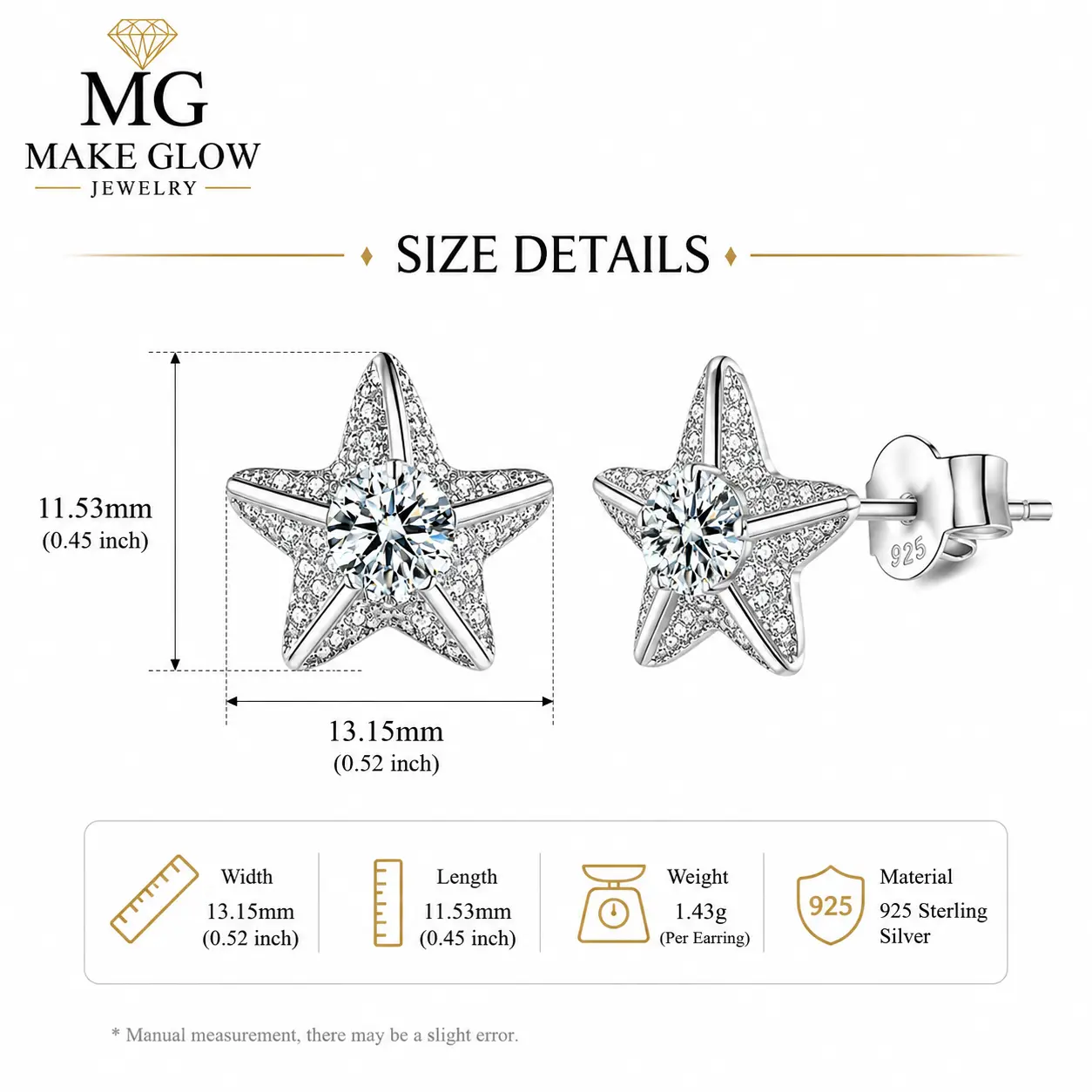 S925 Sterling Silver Star-Shaped Stud Earrings Fashion Ear Jewelry, Ideal Gift for Birthdays, Daily Wear, Special Events, Jewelry Box, Unisex, Any Occasion Shining Earrings