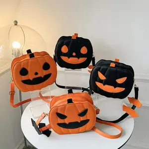 Women's Spooky SZN Horizontal Square Shape Crossbody Bag with Bat and Pumpkin Decor - Womenswear, Accessories