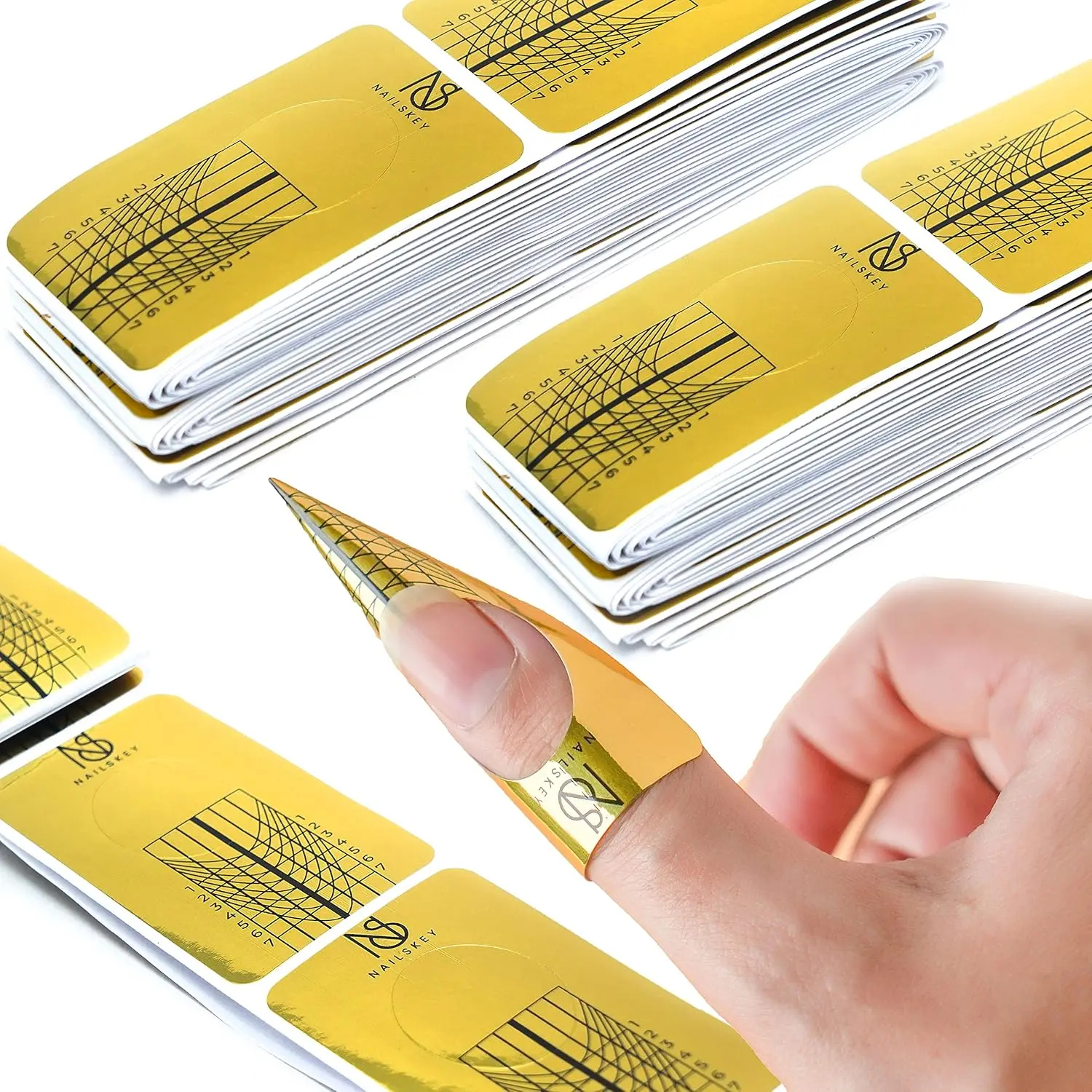 Nail Forms for Gel Builder - 100 Pcs Self Adhesive Nail Extension Stickers for Acrylic, UV & Poly Gel with Tip Sculpting Guide - Nail Art for Home & Salon (Pack of 100)