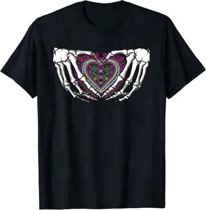 Skeleton Hand Heart Dia De Los Muertos Mexican Day of Dead T-Shirt - Latellestcha Shop 88B09H69S6B8