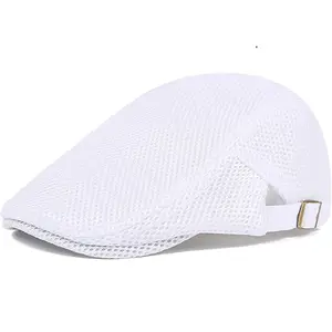 Breathable Mesh Hat Adjustable Newsboy Beret Ivy Cap Cabbie Flat Cap for Men