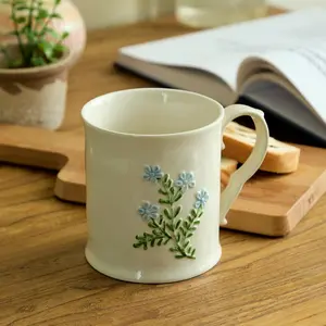 Artistic Lavender  Ceramic Coffee Mug - 16oz, Hand-Painted, Microwave heating and dishwasher cleaning , Ideal for Daily Brews