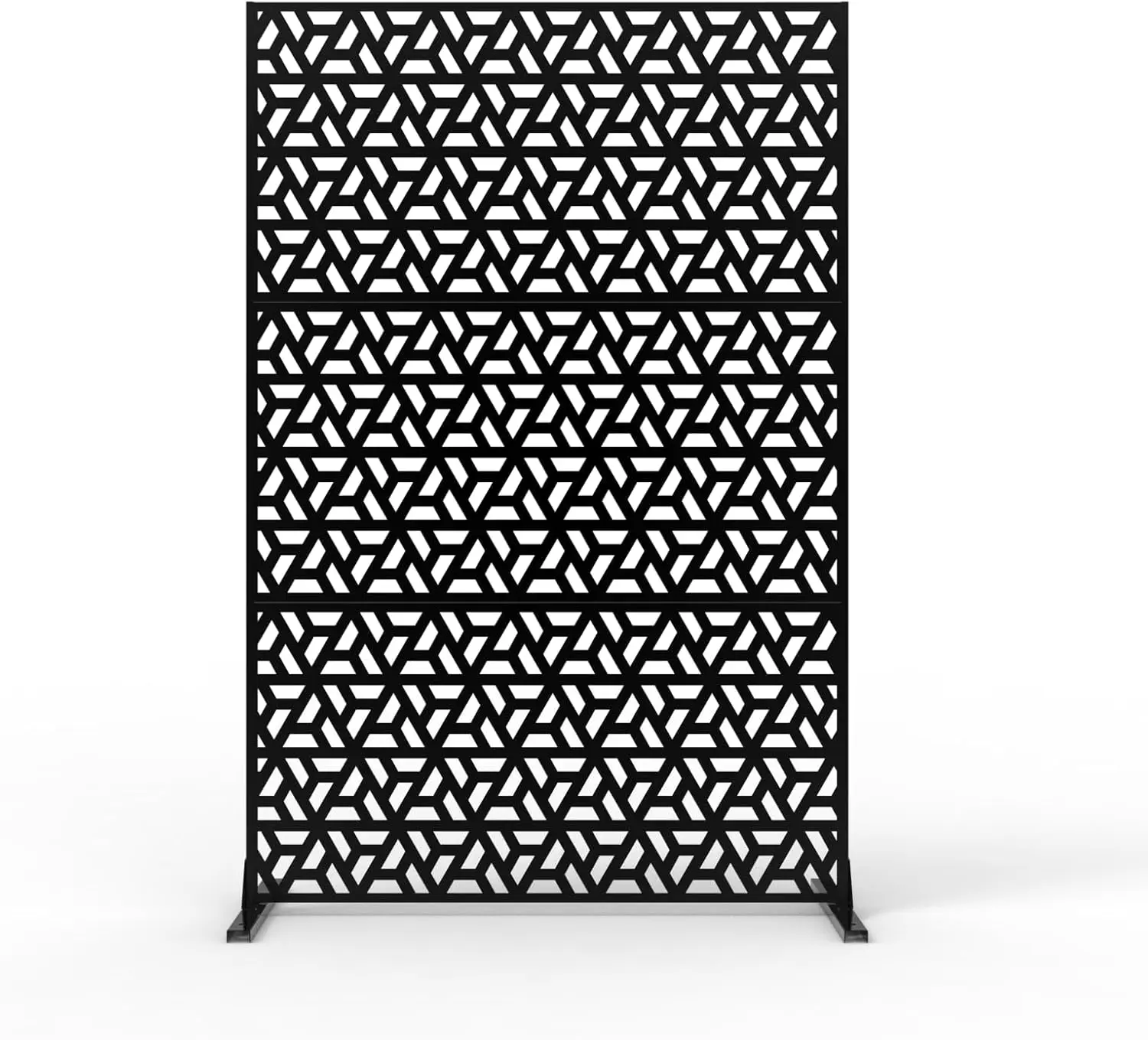 Gaomon Modern Corrosion-Resistant Fade-Resistant Galvanized Steel Privacy Screen - 3-Panel 72x47in Outdoor Divider with Geometric Cutouts, Hooks, Ground Screws, DIY Setup Kit, Decorative Fence for Patio, Outdoor Use