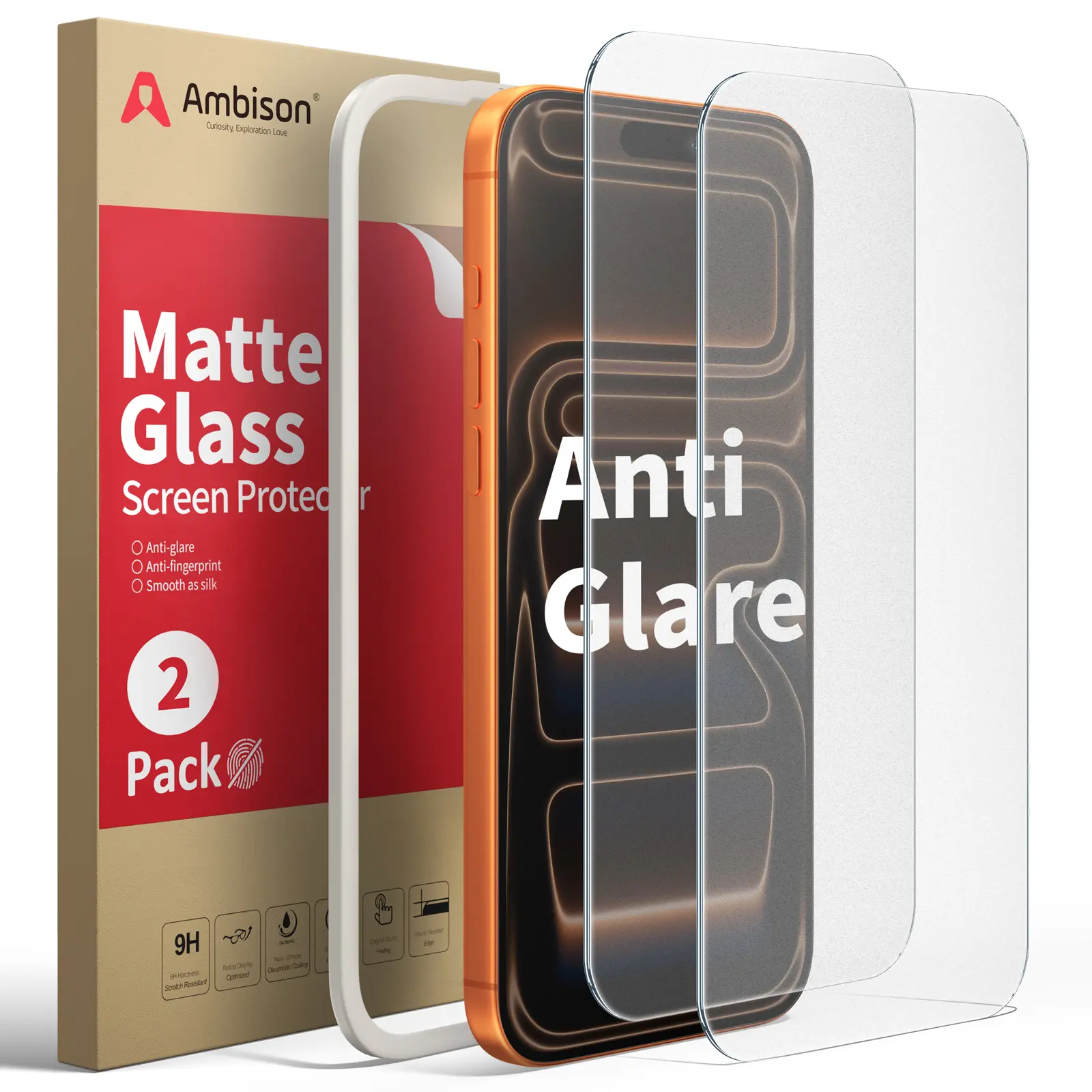Ambison 2-Pack Matte （No Privacy）Glass Screen Protector for iPhone 17 ...