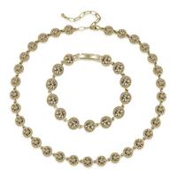 Czech Crystal Necklace and Bracelet Set in Gray