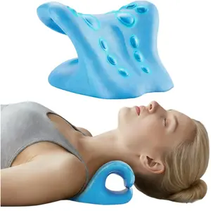 Neck Stretching Device and Cervical Traction Pillow, Pain Relief for Neck and Shoulder, Spinal and Neck Corrector, Blue Color