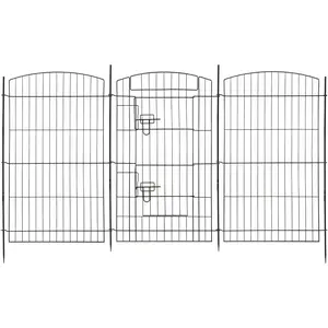 FencerWire Decorative Garden Fence with Gate, 35.9"H x 23.6"W No Dig Dog Fence Outdoor for Yard Garden Patio, Arched Rustproof Metal Garden Barrier Border, Temporary Animal Barrier