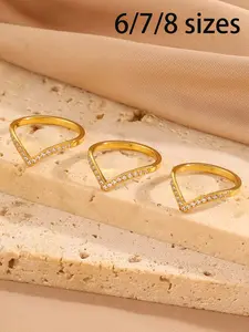 Bohemian Style V-Shaped Diamond Studded Ring, Fashion Rings, Available in Sizes 6/7/8, Perfect Gift for Family and Friends, All Seasons Jewelry