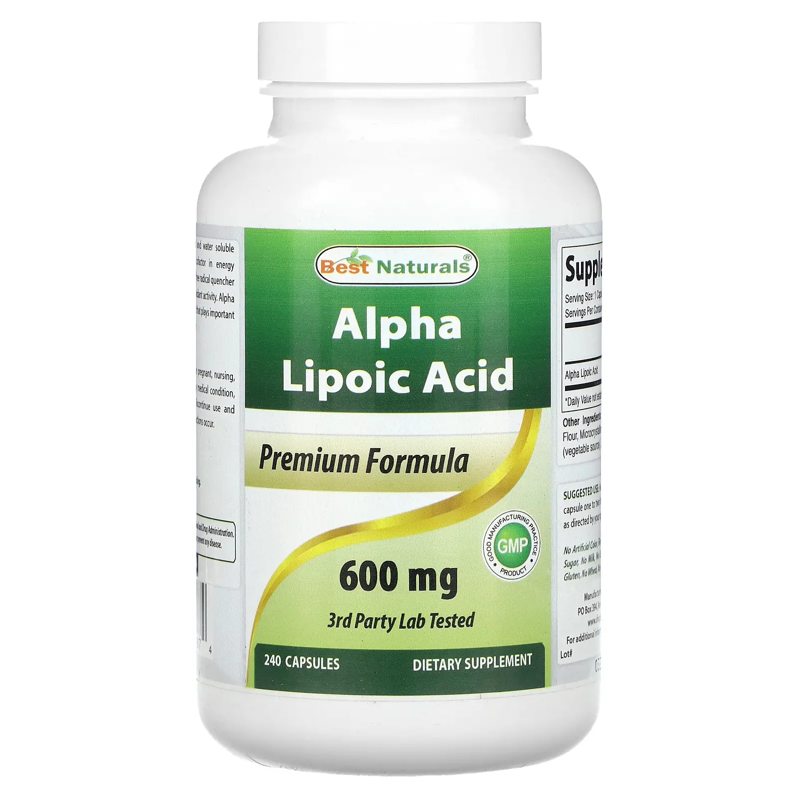 Best Naturals Alpha Lipoic Acid, 600 mg, 240 Capsules