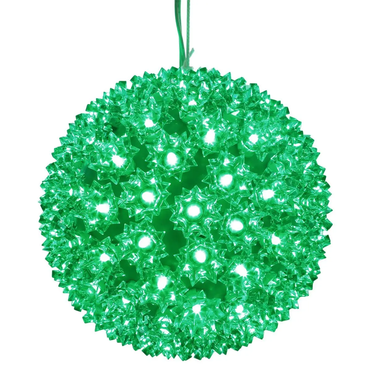 212 MAIN 6 in. Plastic Sphere Starlight Christmas Ornament, Green Wide-Angle 50-LED Festive Decoration Light