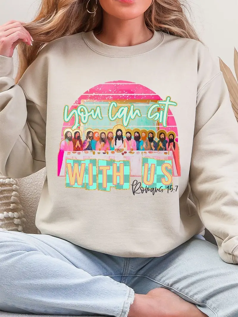 You Can Sit With Us Heavy Blend Crew Sweatshirt -- Funny Religious Pullover