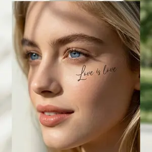 3PCS Love Is Love Tattoo Stickers, Artistic English Letters Handwritten Design, Waterproof Non-Fading Ultra-Realistic, Pride Lgbtq Month Temporary Tattoos