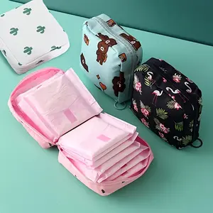Cartoon Pattern Sanitary Napkin Storage Bag, 1 Count Portable Menstrual Pad Storage Bag, Small Zipper Space-Saving Pouch, Space Saving Bags for Outdoor Travel and Home Organizer Supplies, Zipper Pouches
