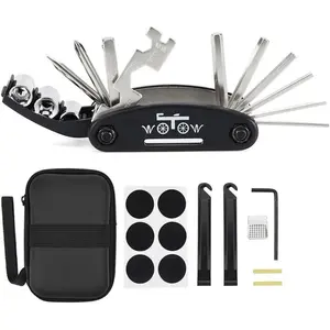 16 in 1 Bicycle Multitool - Portable Mountain Bike Tool Kit, Cycling Maintenance, Hex Key Wrench, Tire Lever, Hard Carrying Case
