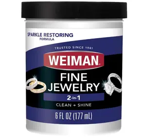 Weiman Fine Jewelry Cleaner Liquid with Cleaning Brush – Restores Shine & Brilliance to Gold, Platinum, Precious Gemstones & Diamond Jewelry, 6 Oz