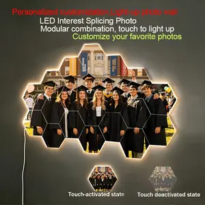 Custom LED photo wall light. Touch to light up. Fun photo collage. Powered via USB. LED Photo Art Wall Decor Panels